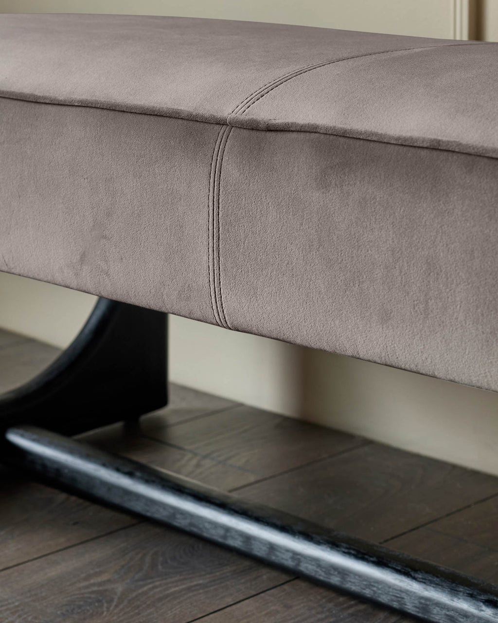 Orlan mocha velvet 3 seater dining bench without backrest