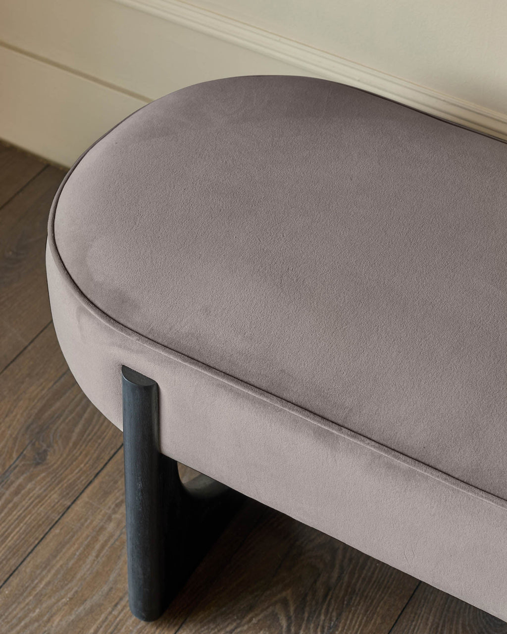 Orlan mocha velvet 3 seater dining bench without backrest