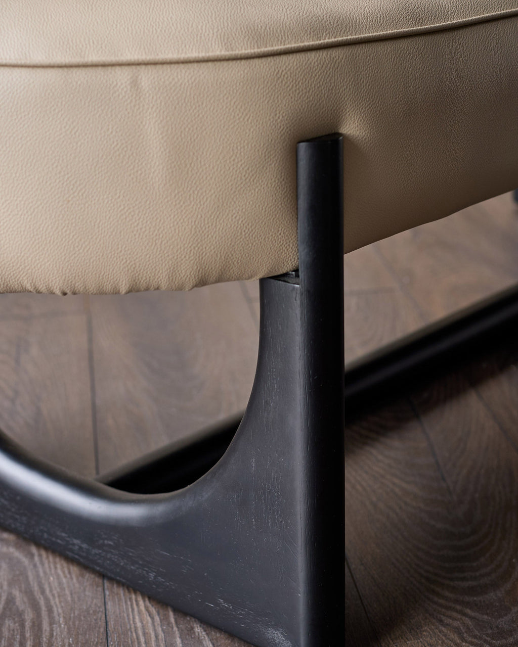 Orlan natural faux leather 3 seater dining bench with backrest