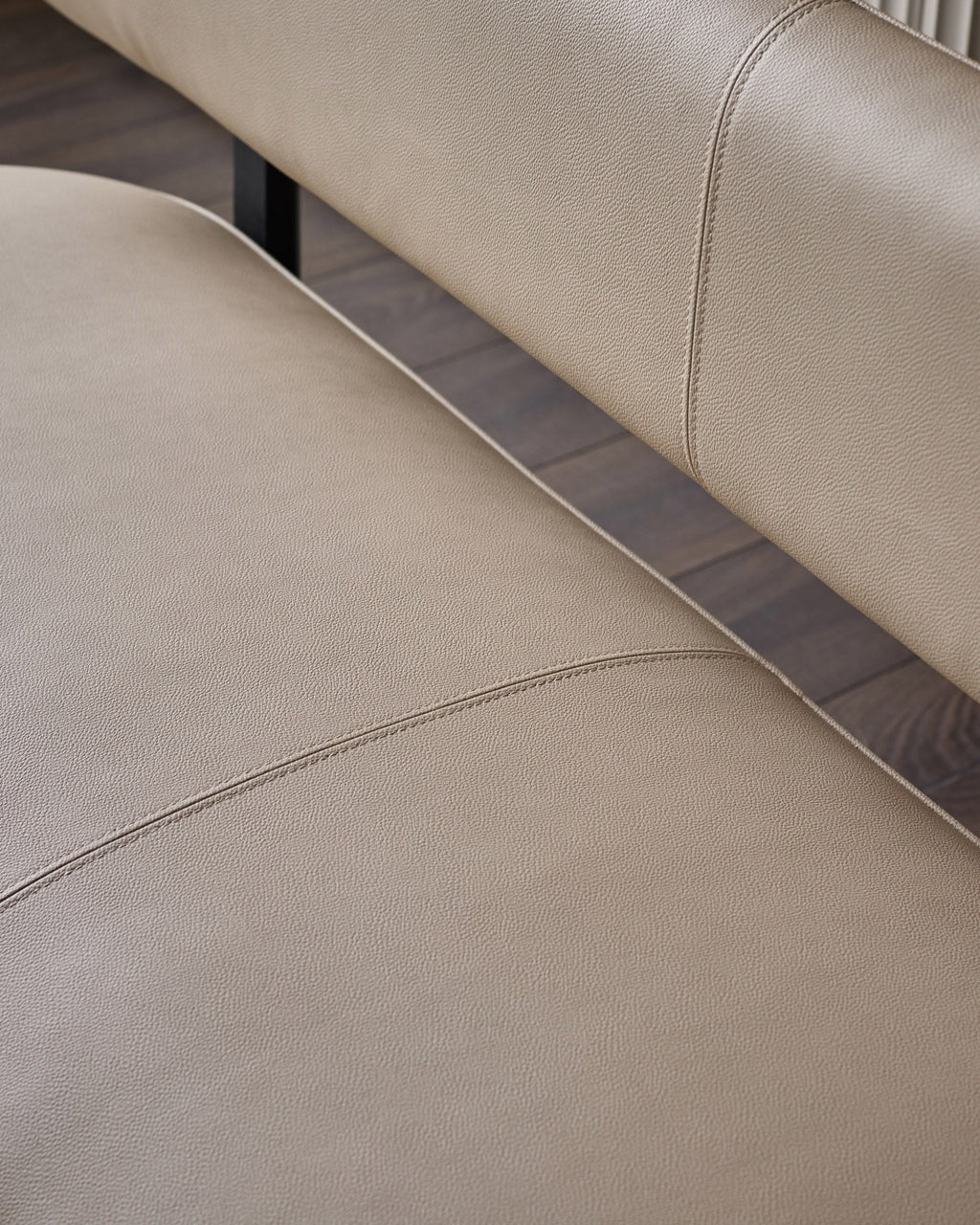 Orlan natural faux leather 3 seater dining bench with backrest