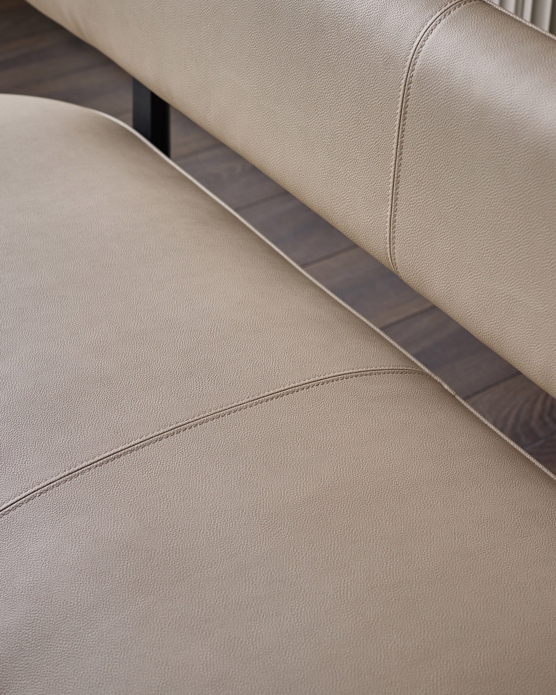 Orlan natural faux leather 3 seater dining bench with backrest