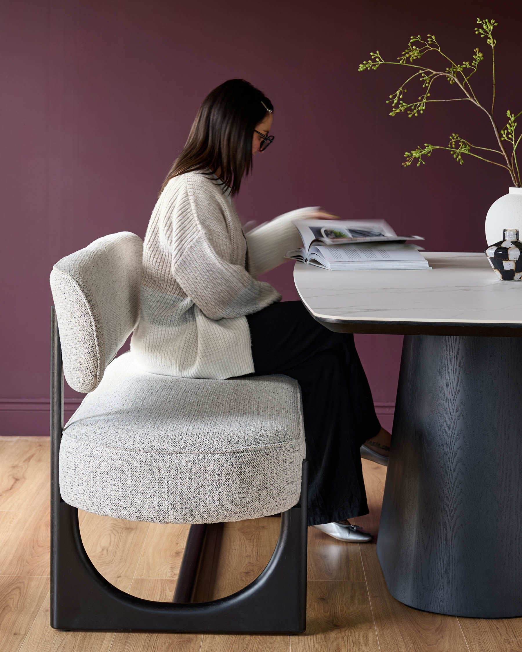 Orlan grey fabric 3 seater dining bench