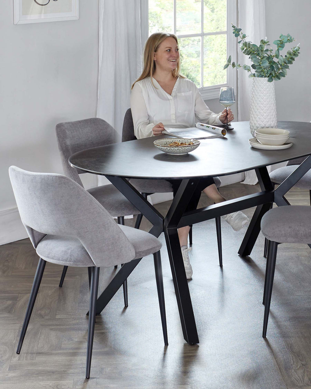 Orwell Dark Grey Ceramic Dining 6 Seater Table