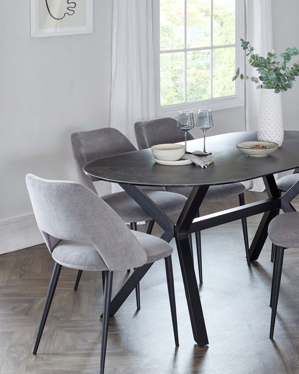 Orwell Dark Grey Ceramic Dining 6 Seater Table