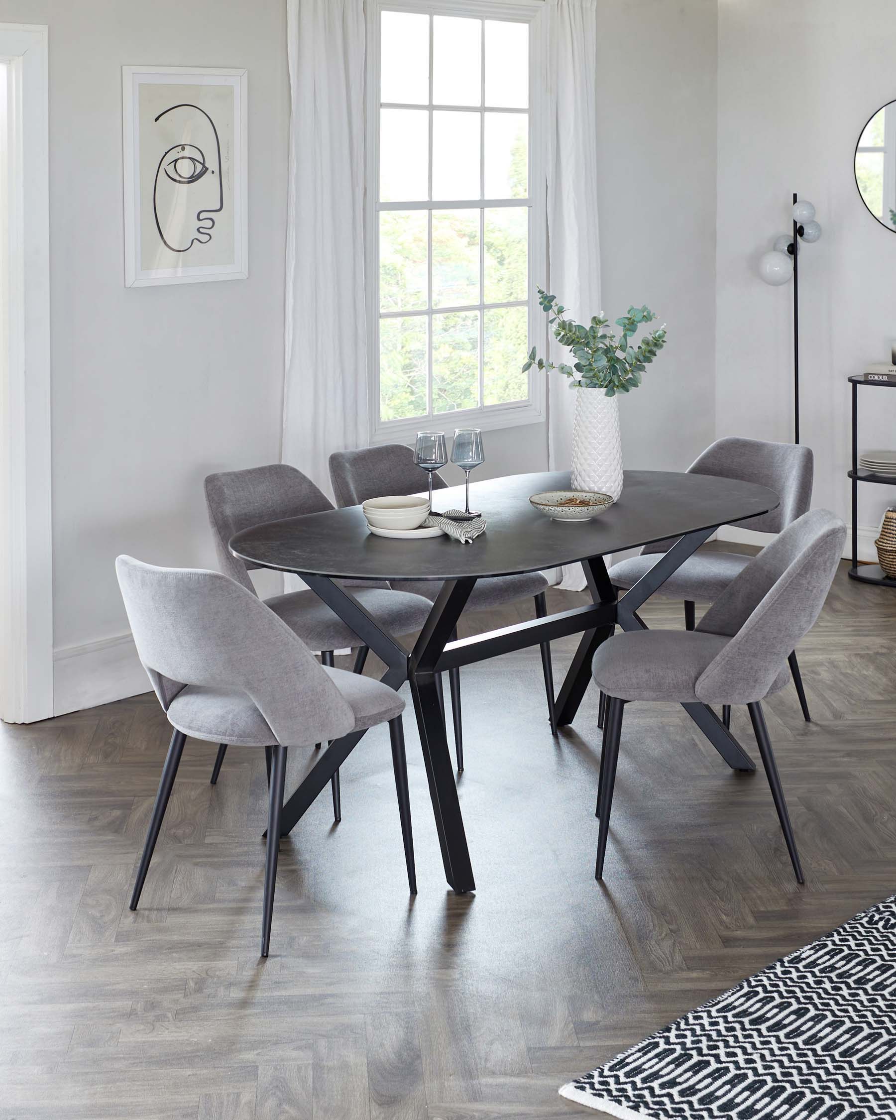 Orwell Dark Grey Ceramic Dining 6 Seater Table