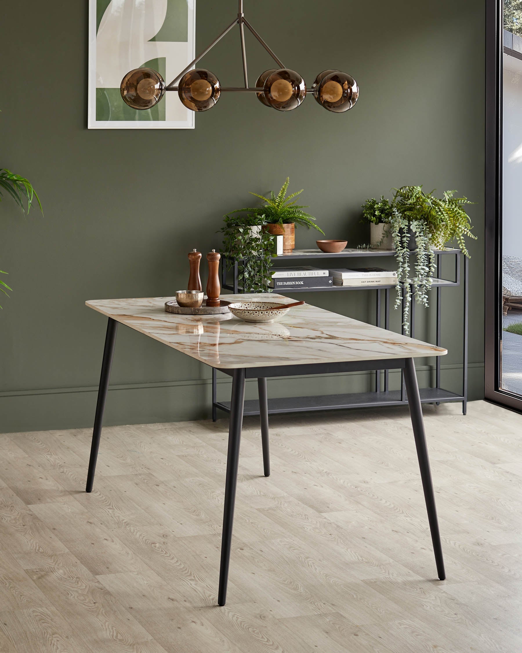 Oslo natural ceramic 6 seater dining table