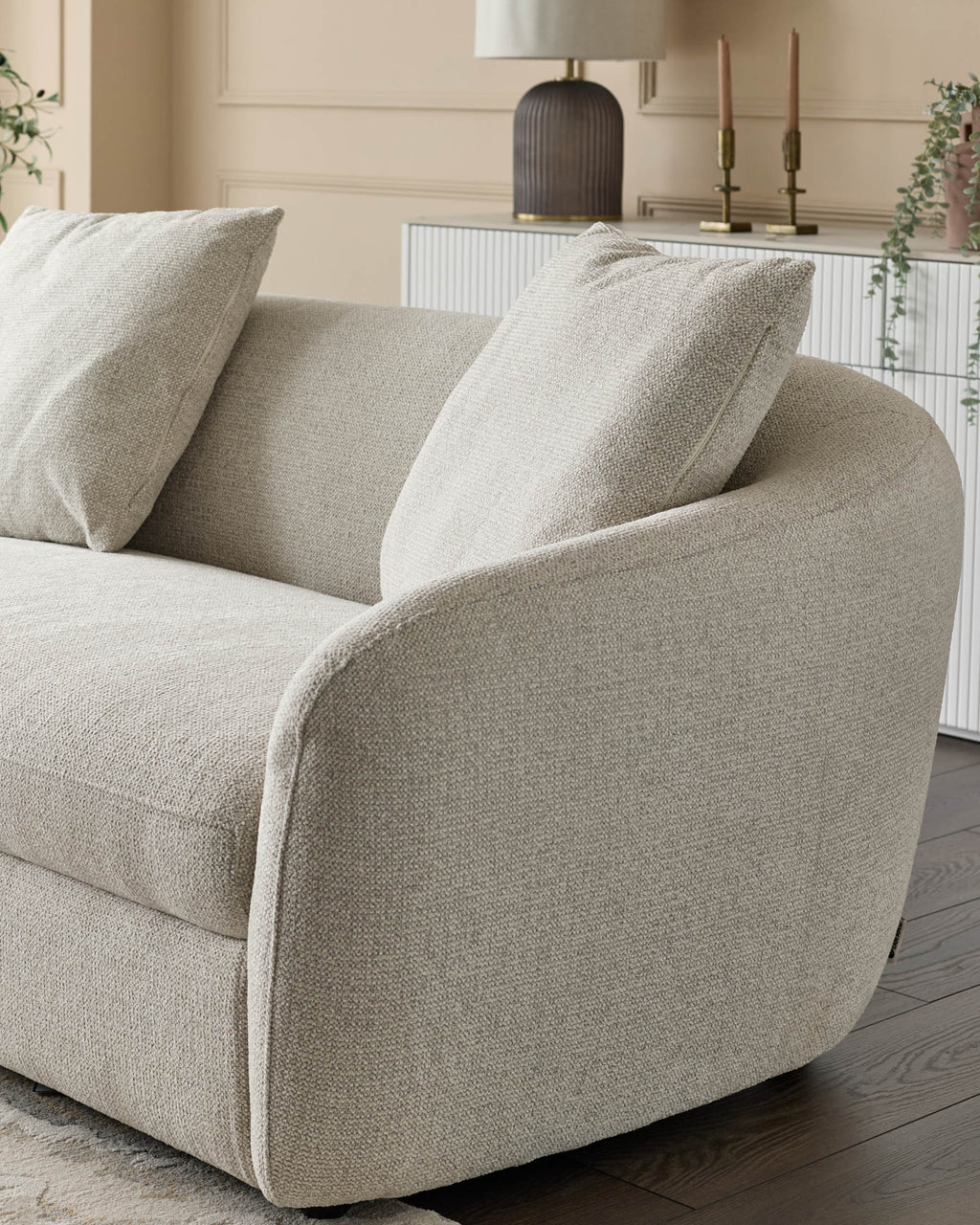 Ottilie natural fabric left hand corner chaise sofa