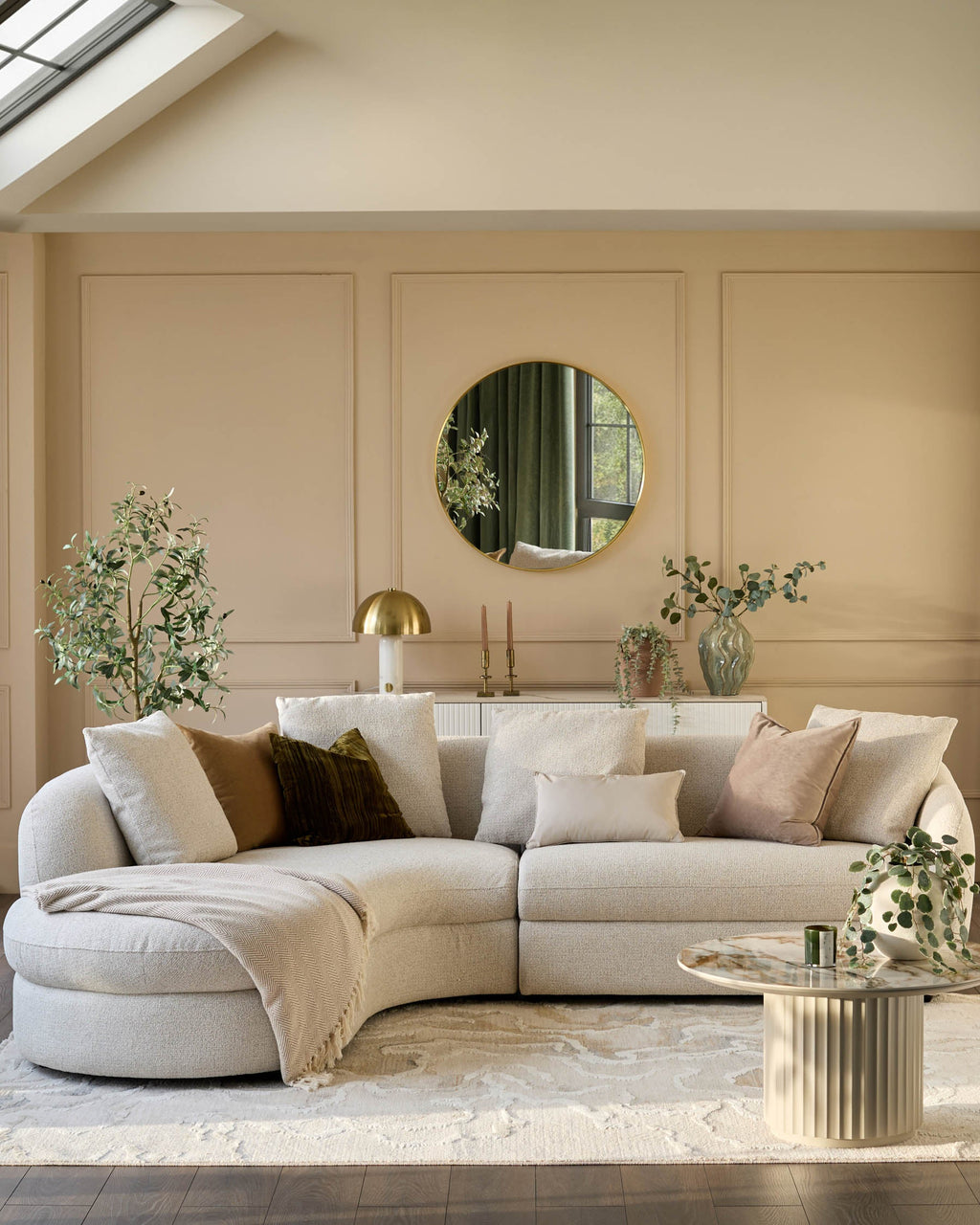 Ottilie natural fabric left hand corner chaise sofa