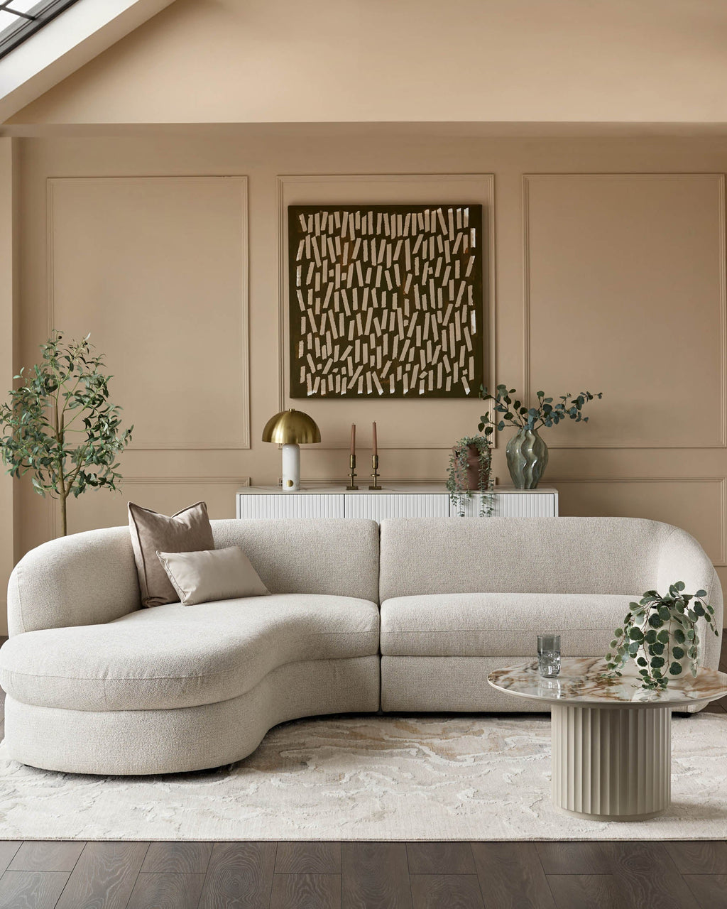 Ottilie natural fabric left hand corner chaise sofa