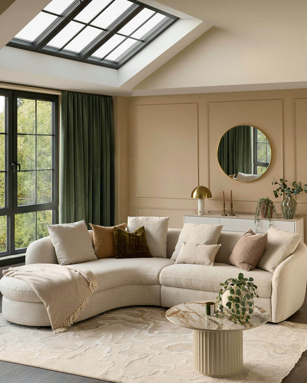 Ottilie natural fabric left hand corner chaise sofa