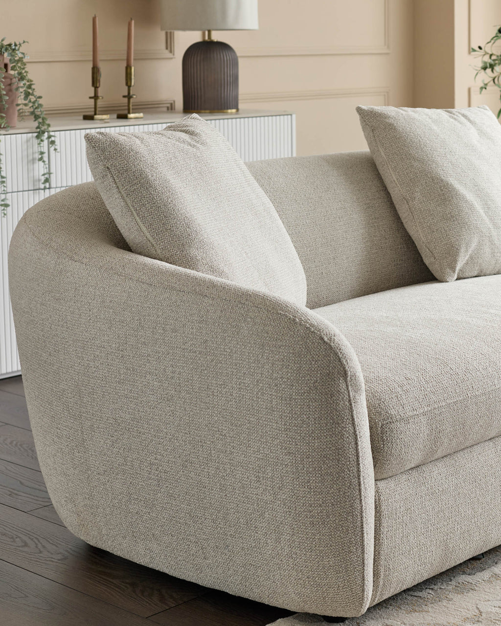 Ottilie natural fabric right hand corner chaise sofa