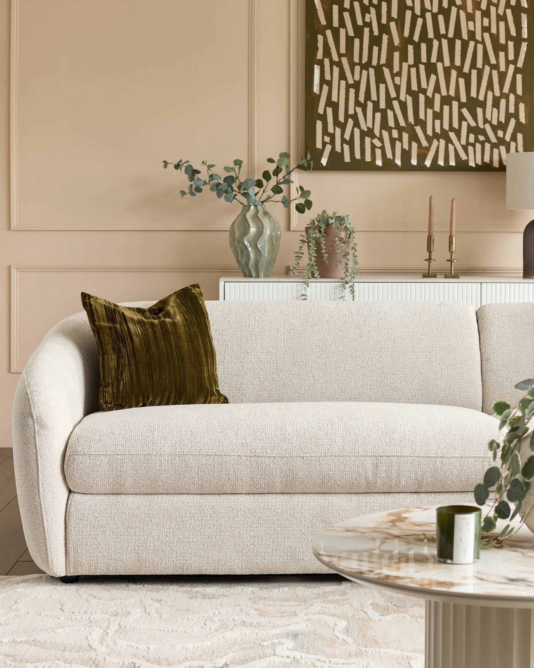 Ottilie natural fabric right hand corner chaise sofa