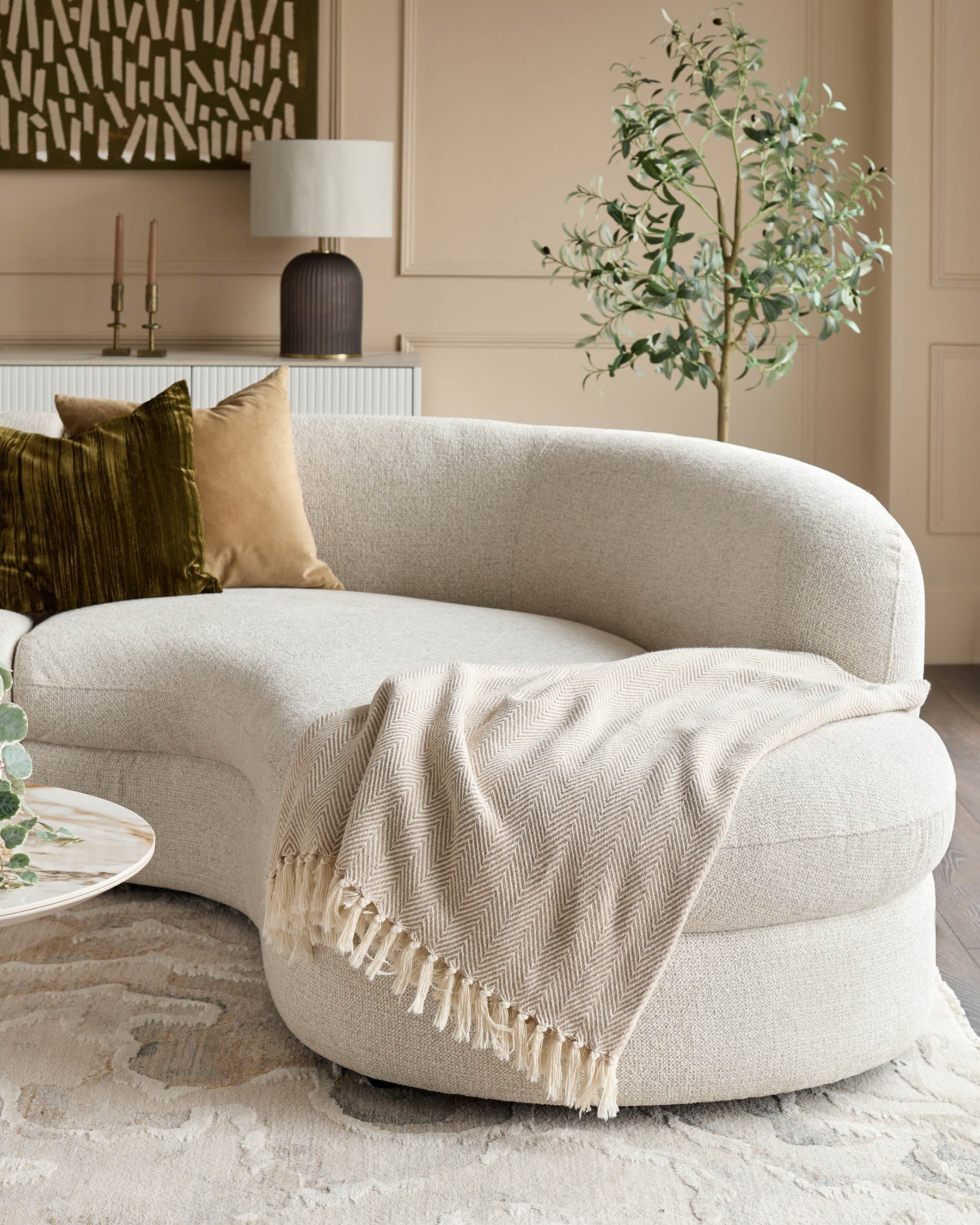 Ottilie natural fabric right hand corner chaise sofa