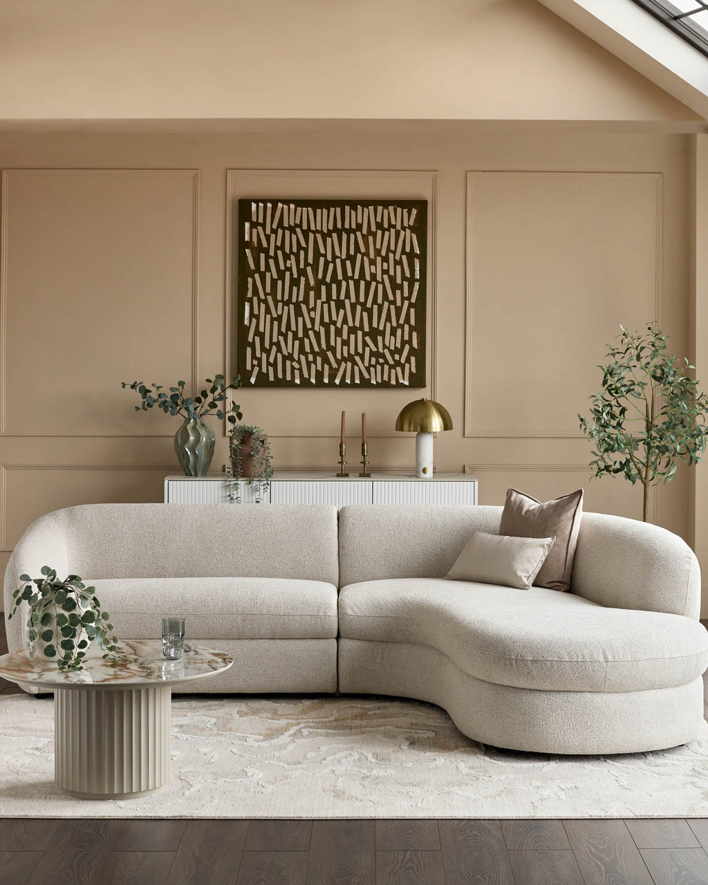 Ottilie natural fabric right hand corner chaise sofa