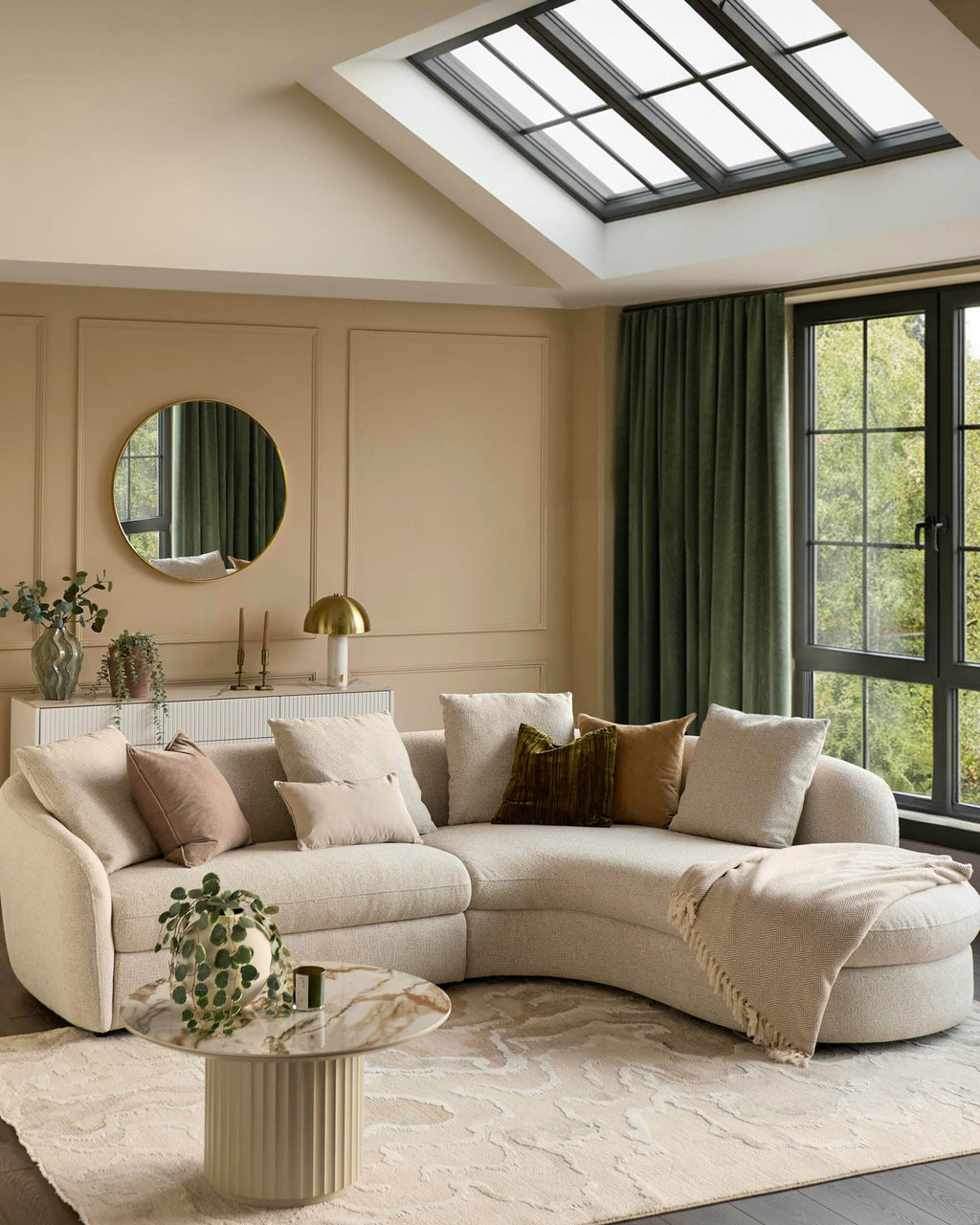 Ottilie natural fabric right hand corner chaise sofa