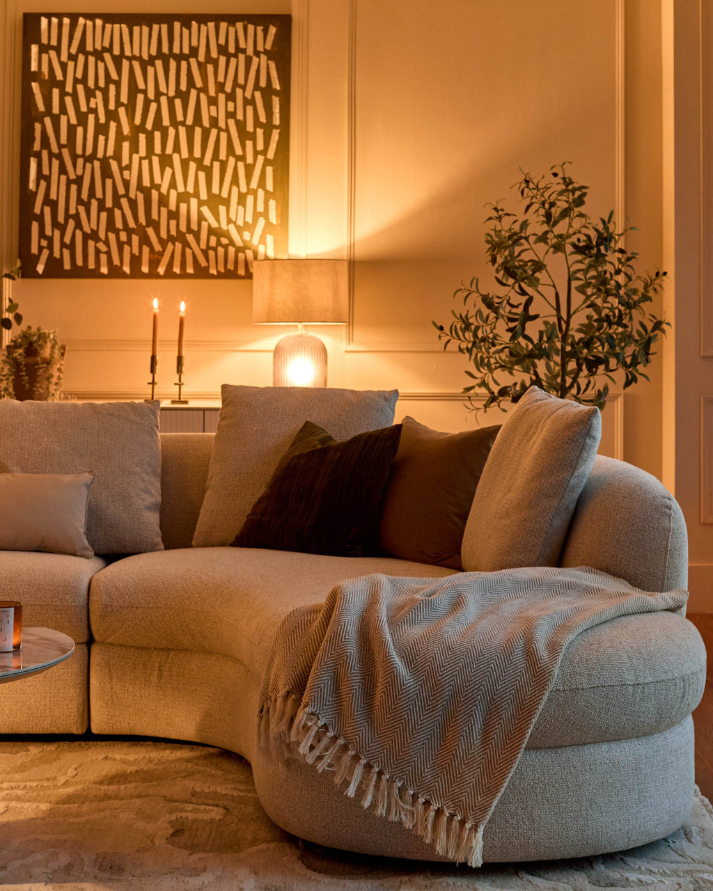 Ottilie natural fabric right hand corner chaise sofa