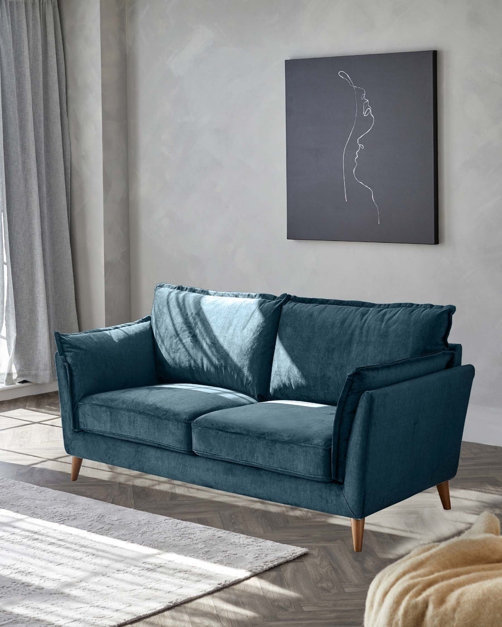 Otto Dark Blue Chenille 2 Seater Sofa