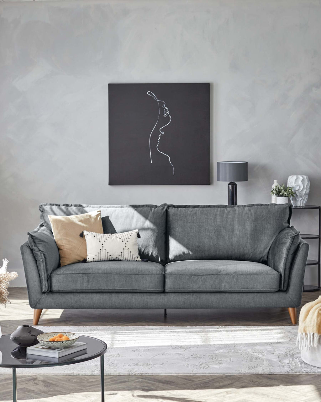 Otto Light Grey Chenille 3 Seater Sofa