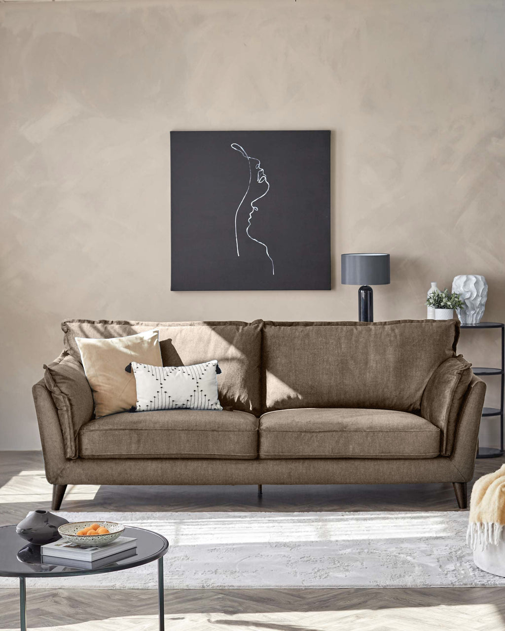 Otto mocha fabric 3 seater sofa