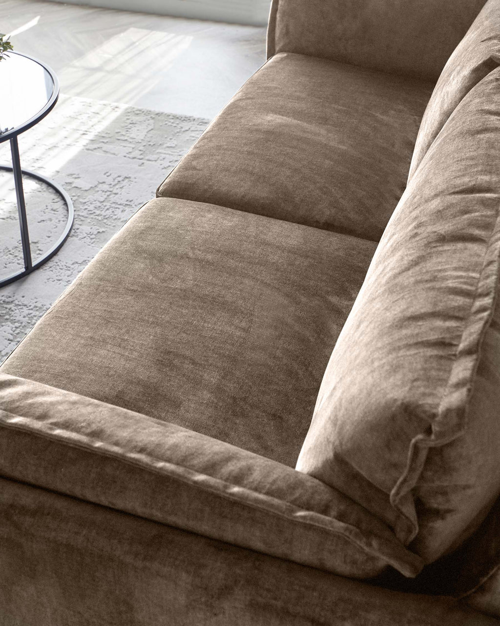 Otto mocha fabric 3 seater sofa
