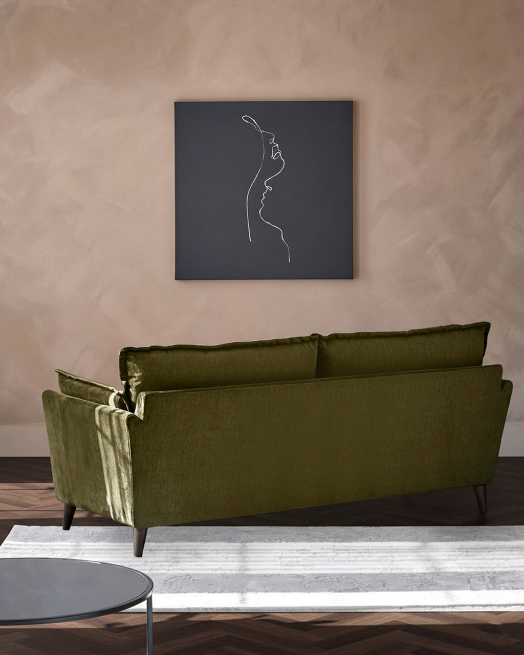 Otto olive green velvet 2 seater sofa