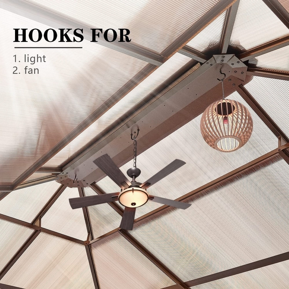 EROMMY Hardtop Gazebo,Outdoor Pergola with Double Roof & Netting & Curtains,Heavy Duty Canopy for Patio, Backyard, Pool party