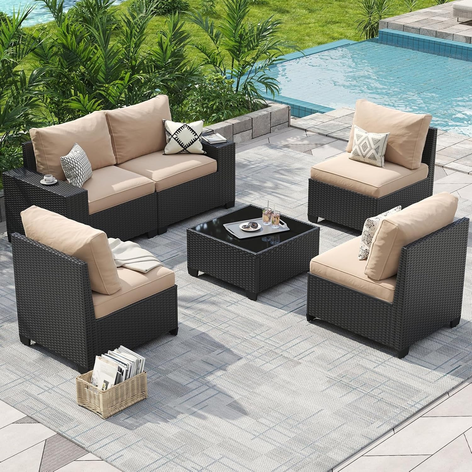 Outdoor Patio Furniture Sets with 4in Thicken Cushion