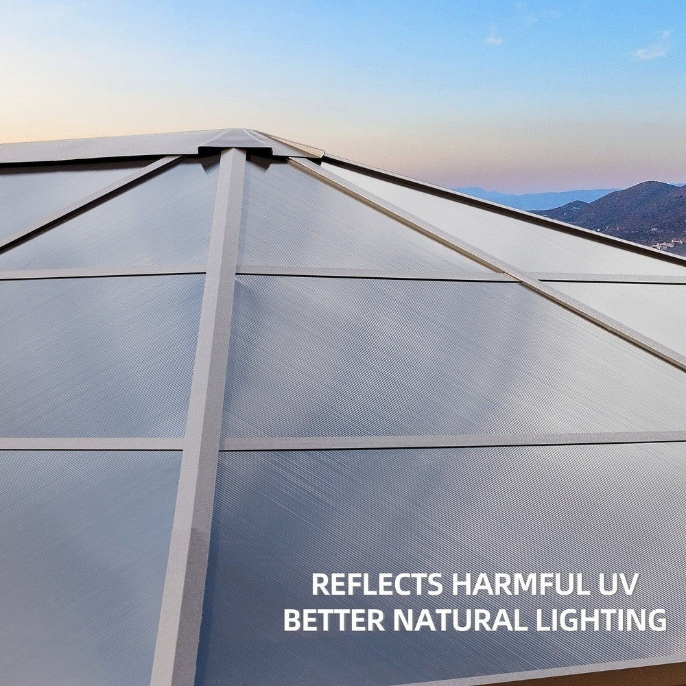 Hardtop Gazebo for Backyard – Permanent Pergola with Netting, Curtains & Double Roof, All-Weather Outdoor Shelter