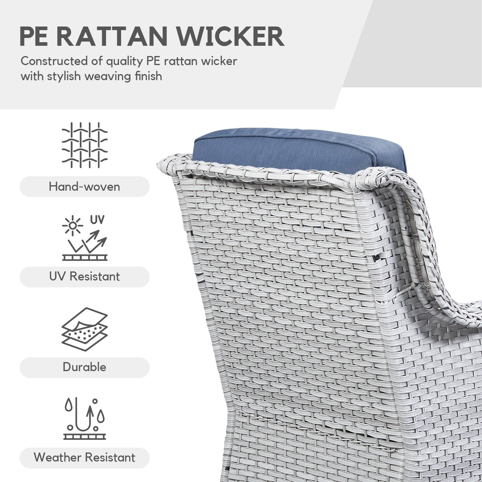 Gymojoy Outdoor Wicker Rocking Lounge Chairs with Swivel Base (Set of 2)