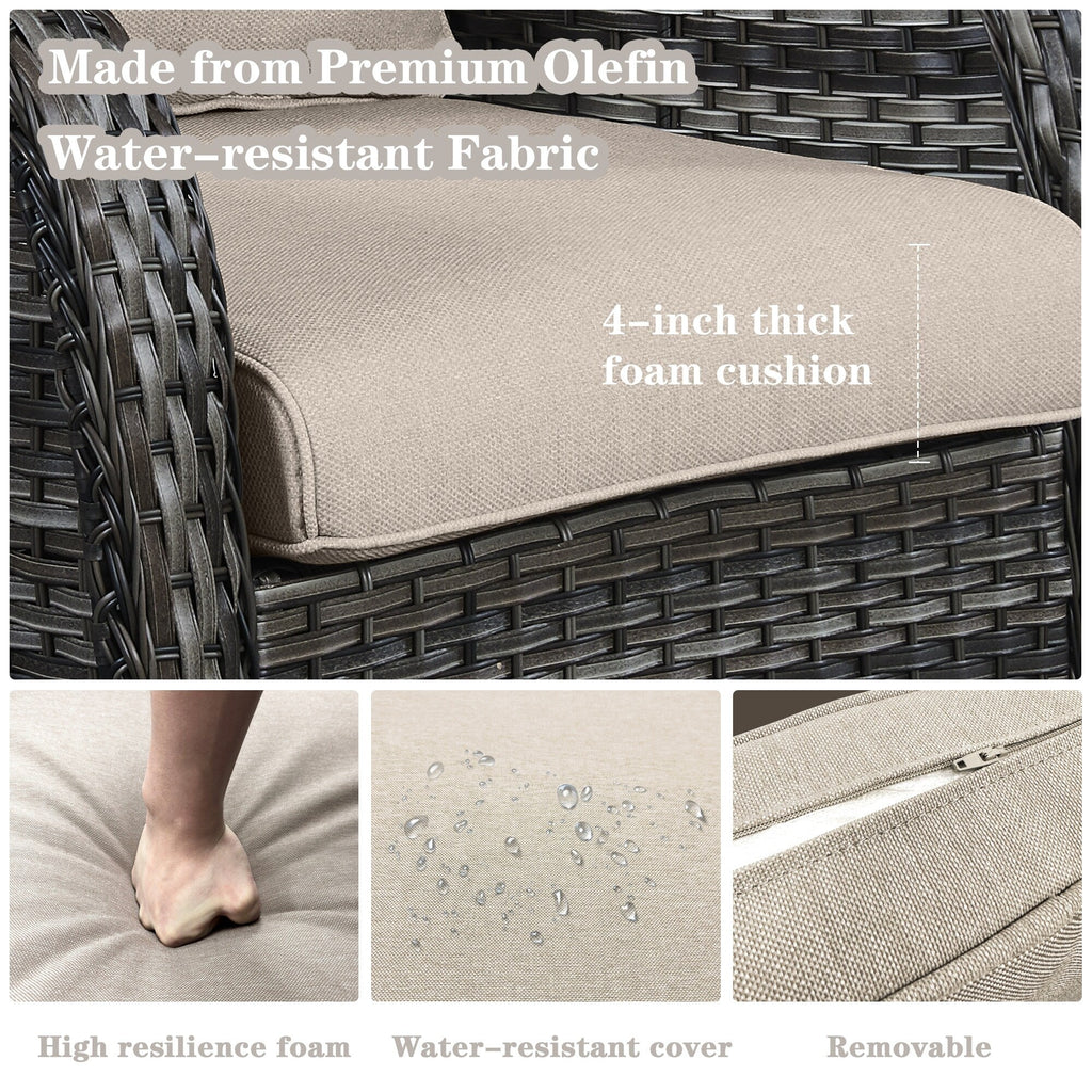 Gymojoy Outdoor Wicker Rocking Lounge Chairs with Swivel Base (Set of 2)