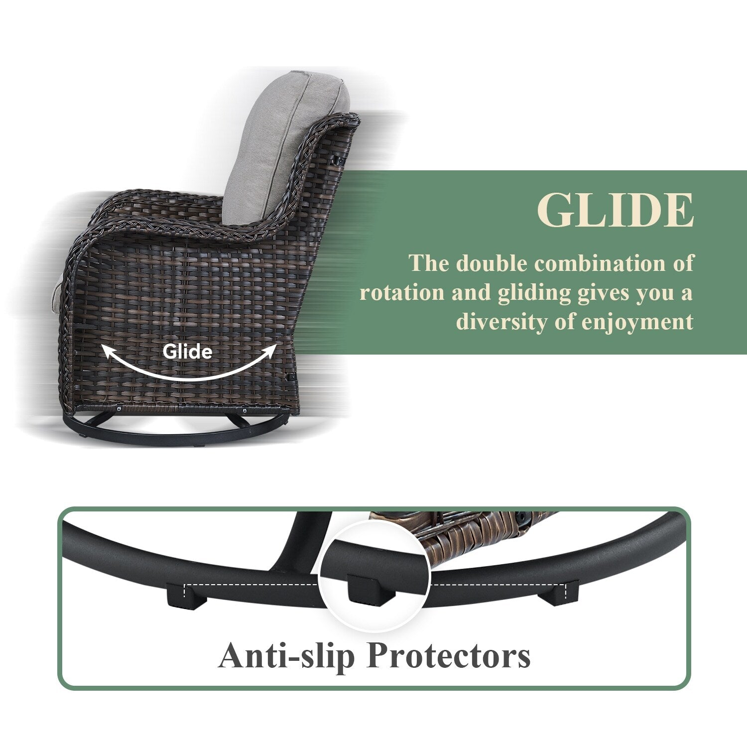 Gymojoy Outdoor Wicker Rocking Lounge Chairs with Swivel Base (Set of 2)