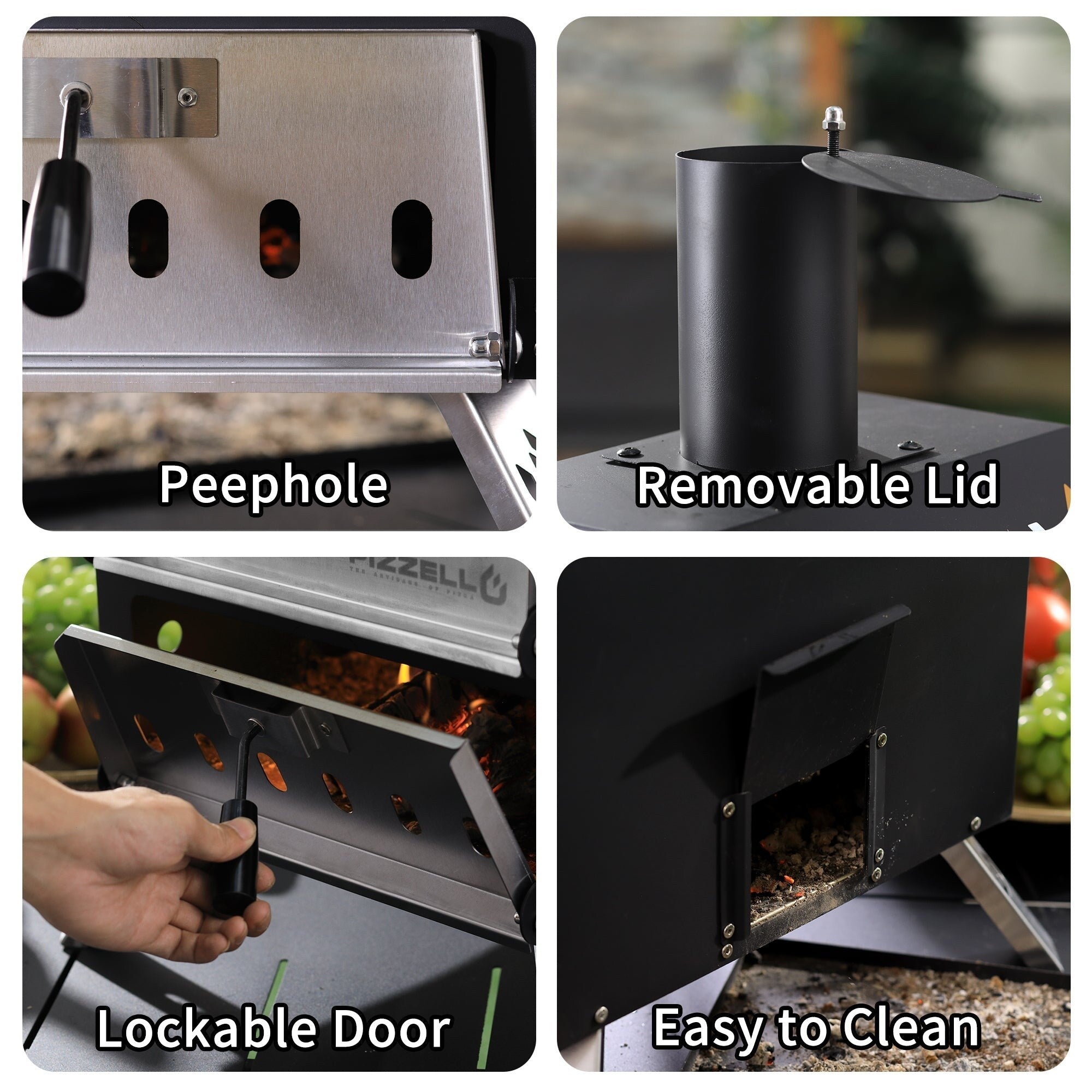 Outdoor Wood Fired Pizza Oven 2-Layer Pizza Maker Outside Pizza Grill for Backyard Parties - 12 inch