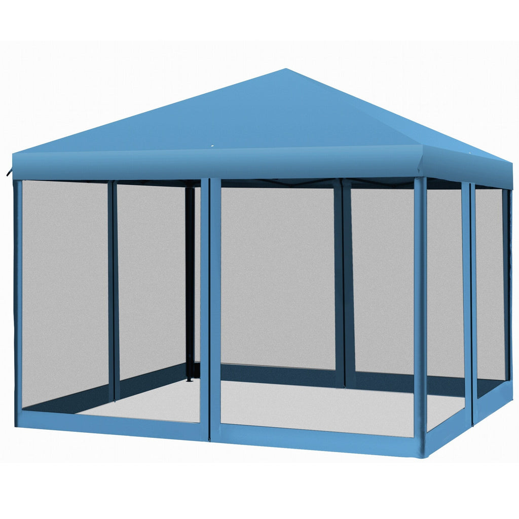 Outsunny 10' x 10' Heavy Duty Pop Up Canopy with Removable Mesh Sidewall Netting, Easy Setup Design, Outdoor Party Event