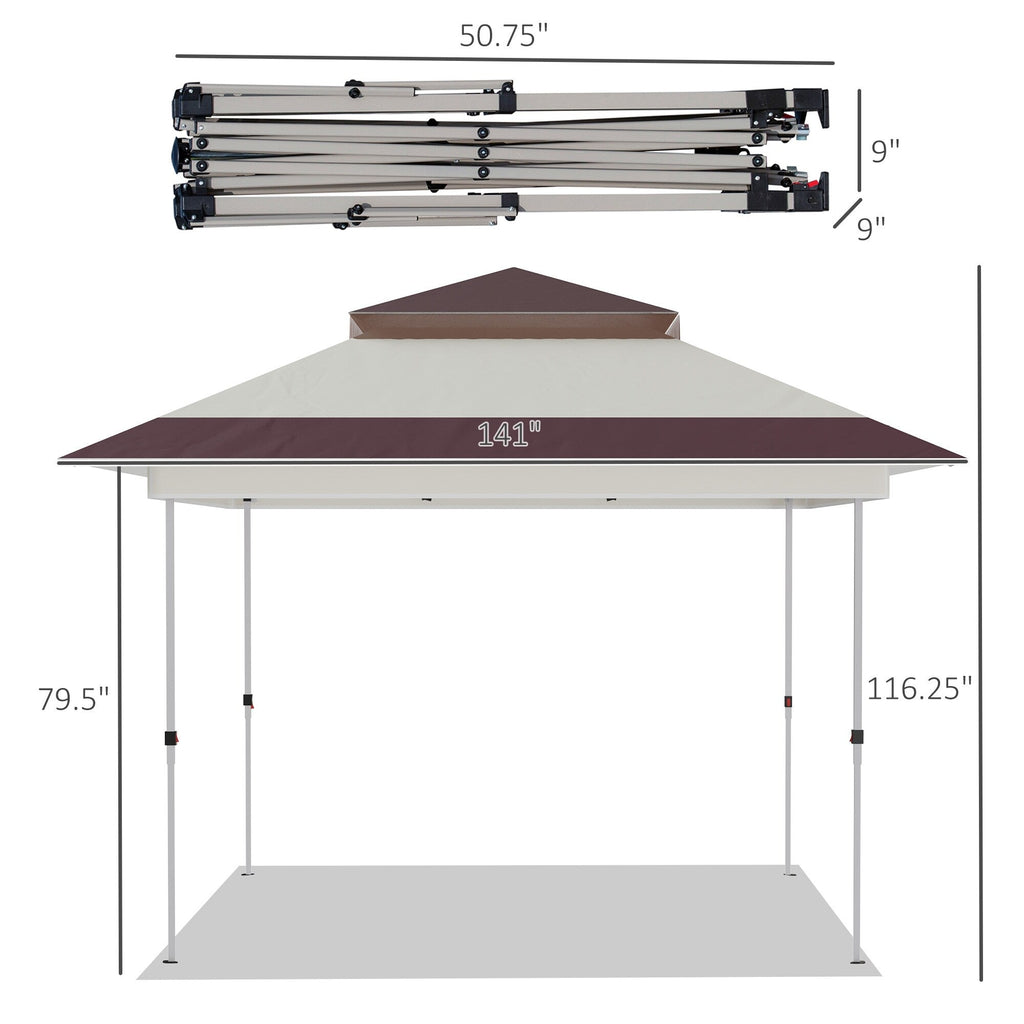 Outsunny 12' x 12' Pop Up Canopy Sun Shade Instant Tent Folding with Mesh Sidewall Netting, 3-Level Adjustable Height