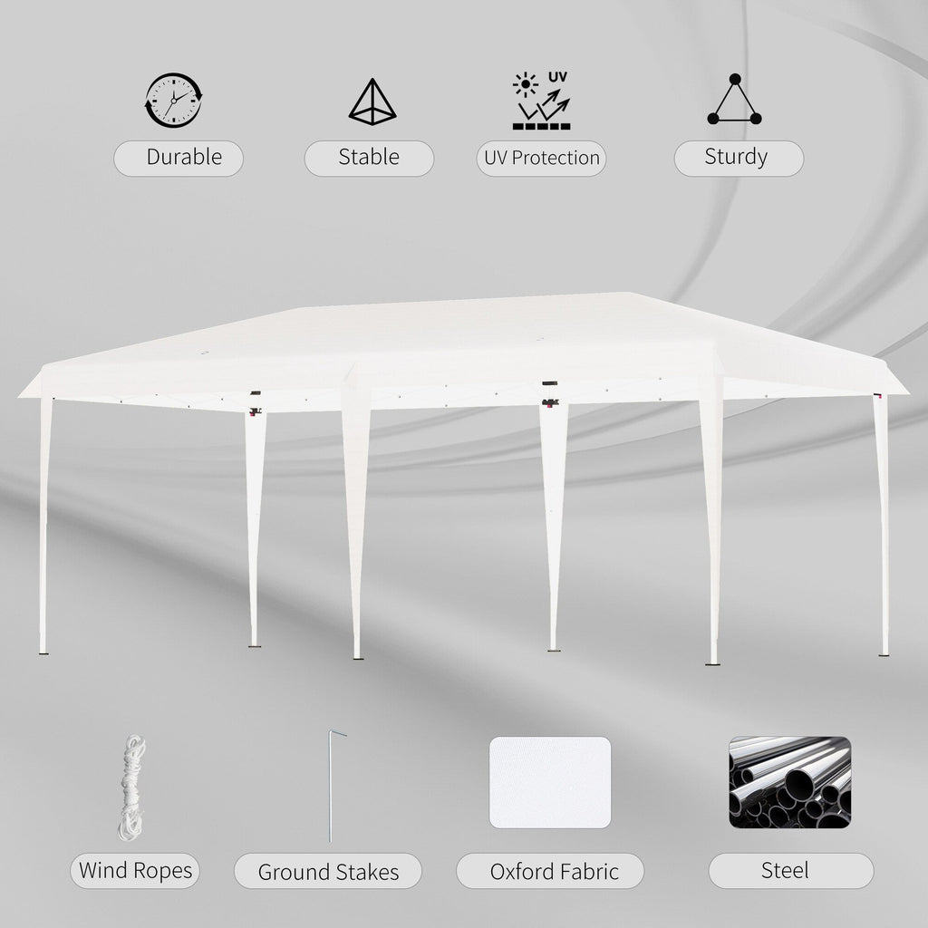 Outsunny Heavy Duty Pop Up Canopy with Sturdy Frame, UV Fighting Roof, Carry Bag for Patio, Backyard, Beach, Garden