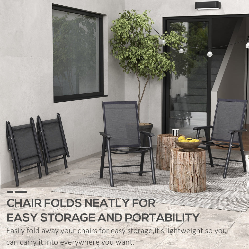 Outsunny 4-piece Folding Patio Chair Set with a Simple & Chic Design, Comfortable for the Deck, Garden, Yard & Travel