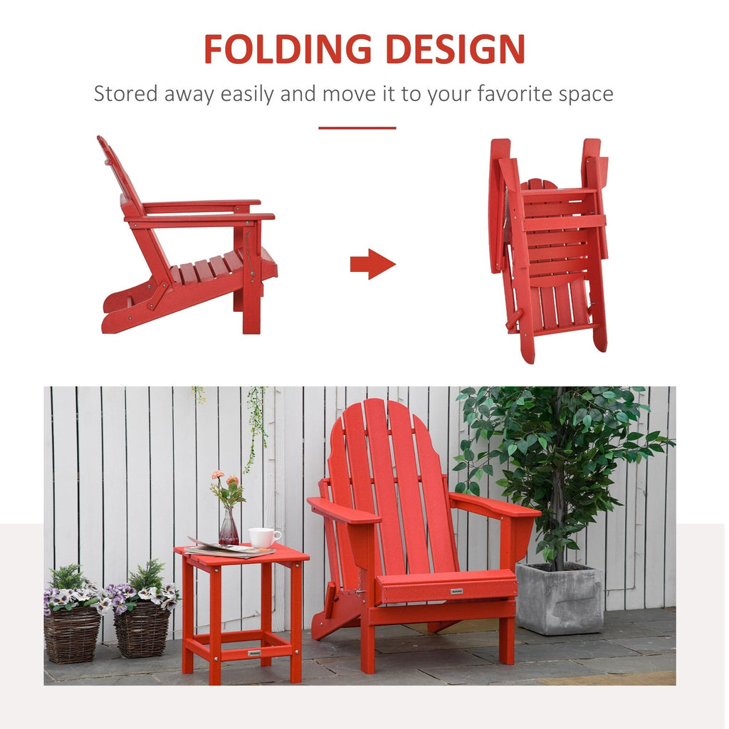 Outsunny Folding Adirondack Chair, HDPE Outdoor All Weather Plastic Lounge Beach Chairs for Patio Deck and Lawn Furniture