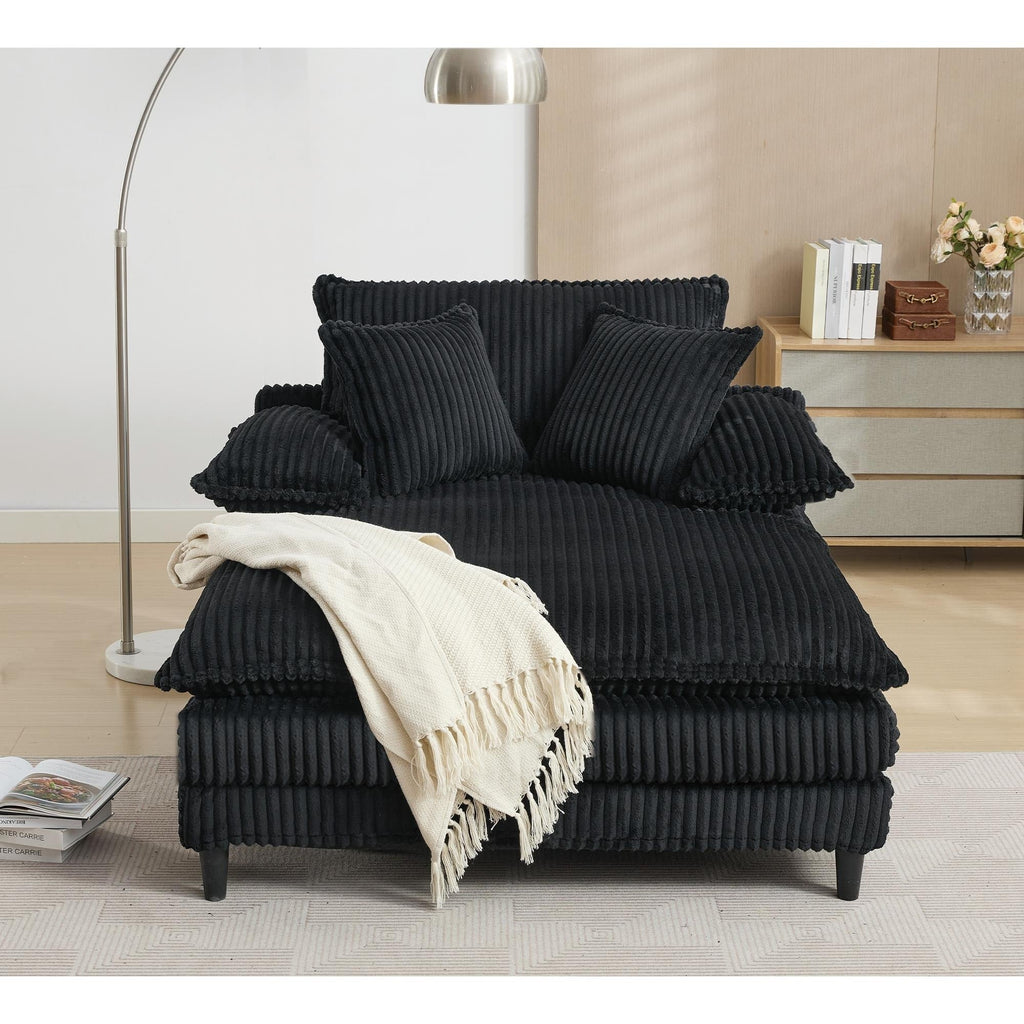 Oversized Chaise Lounge Fluffy Corduroy Sofa Bed Adjustable