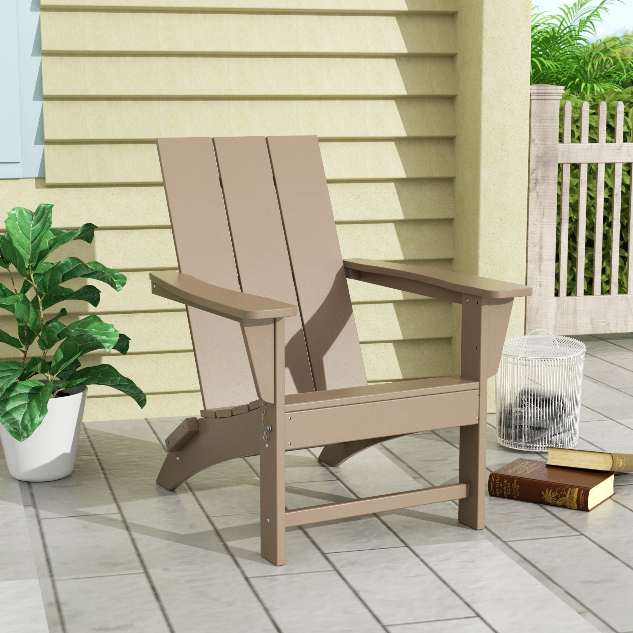 Polytrends Shoreside Modern Eco-Friendly All Weather Commercial-Residential Folding Adirondack Chair