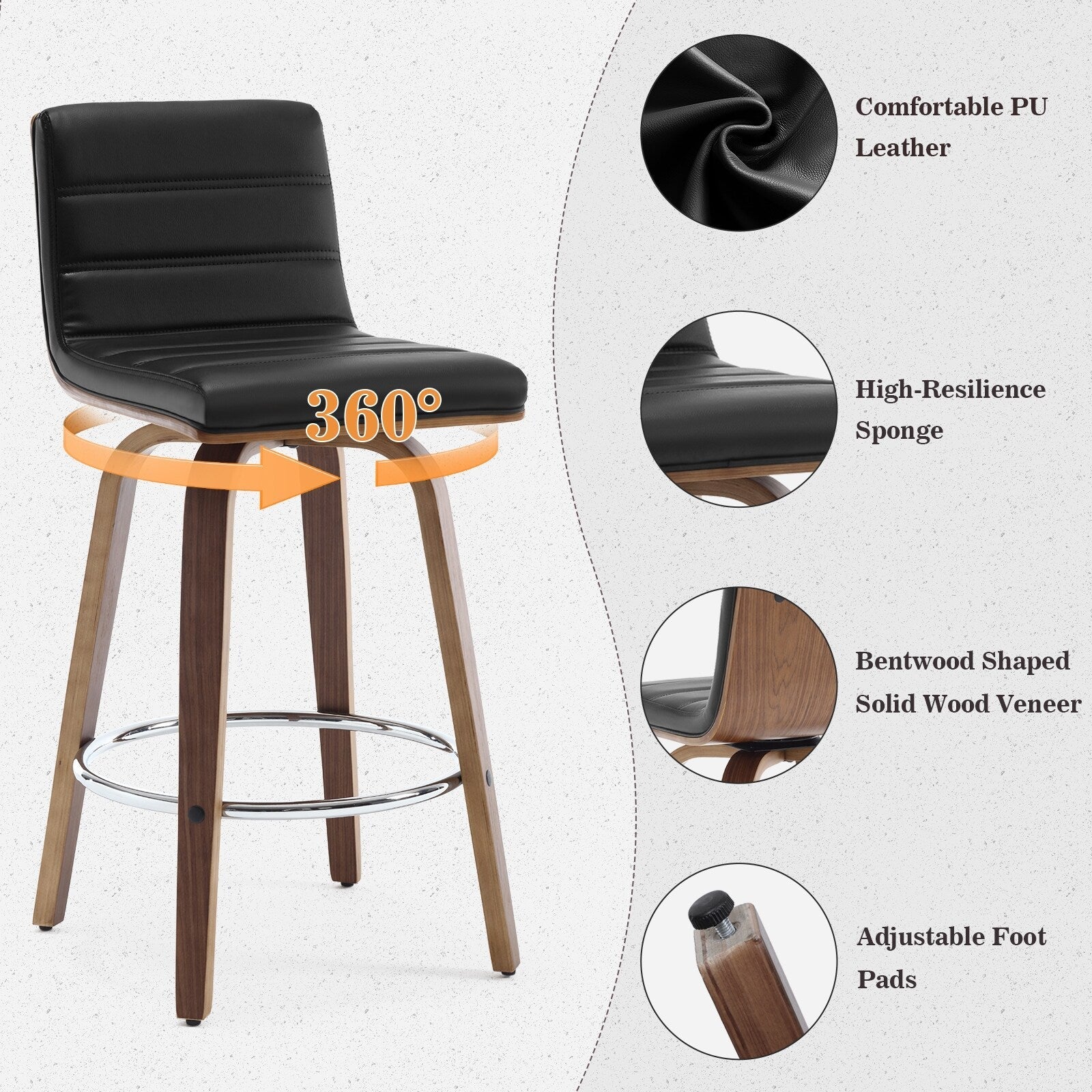 26/29 Faux Leather Swivel Bar/Counter Stools, Set of 2/3