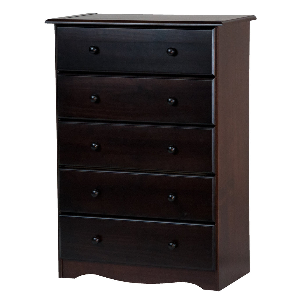 Palace Imports 100% Solid Wood 5-Drawer Chest with Metal or Wooden Knobs