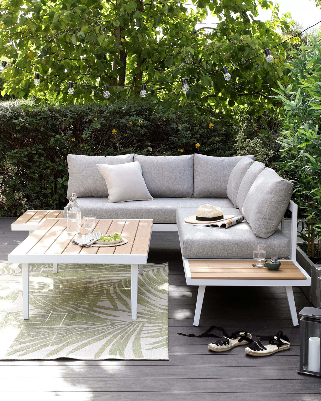 Palermo White Right Hand Corner Garden Dining Bench