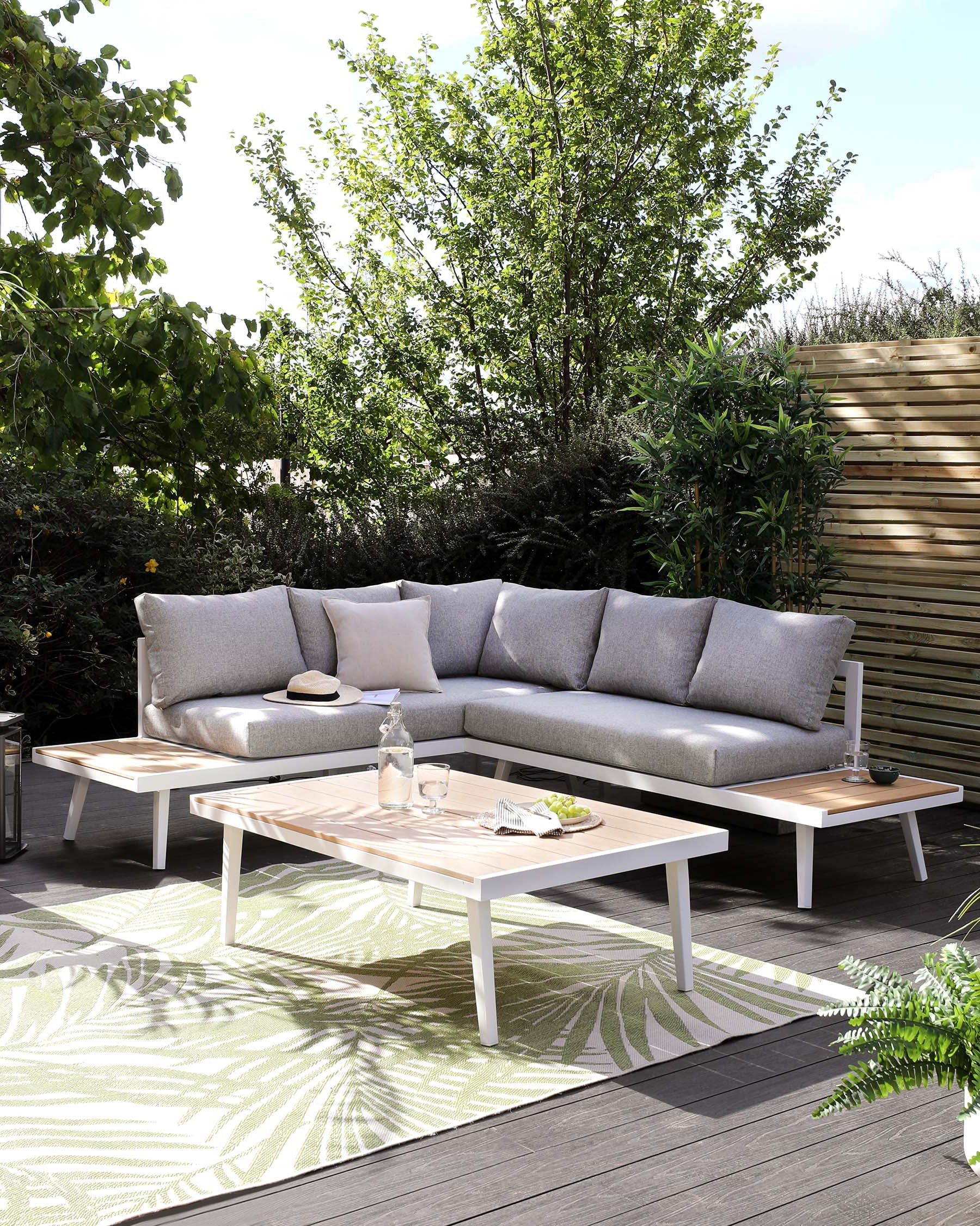 Palermo White Right Hand Corner Garden Dining Bench