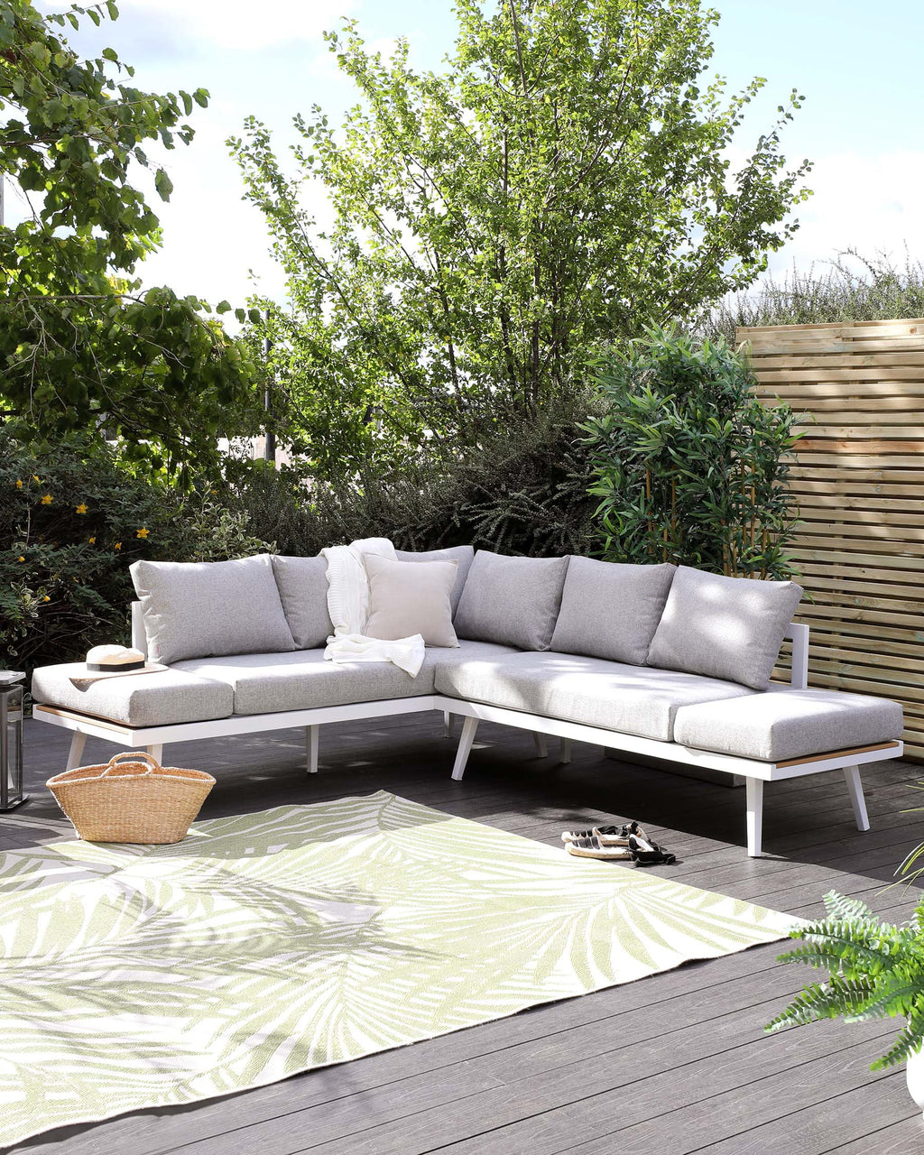 Palermo White Right Hand Corner Garden Dining Bench