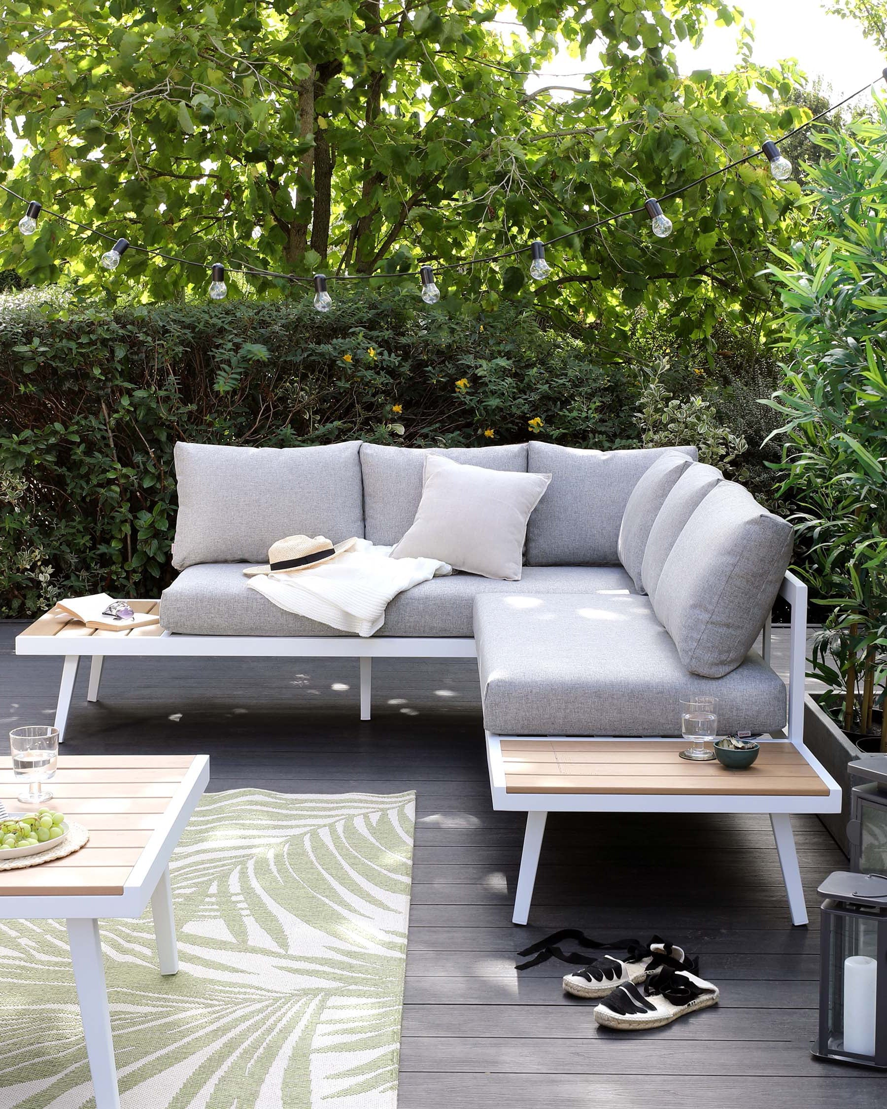 Palermo White Right Hand Corner Garden Dining Bench