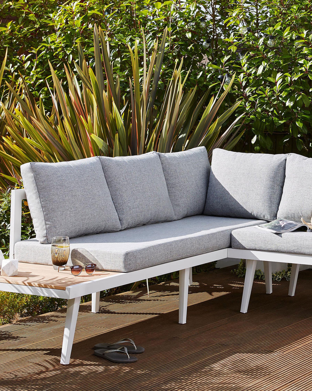 Palermo White Right Hand Corner Garden Dining Bench