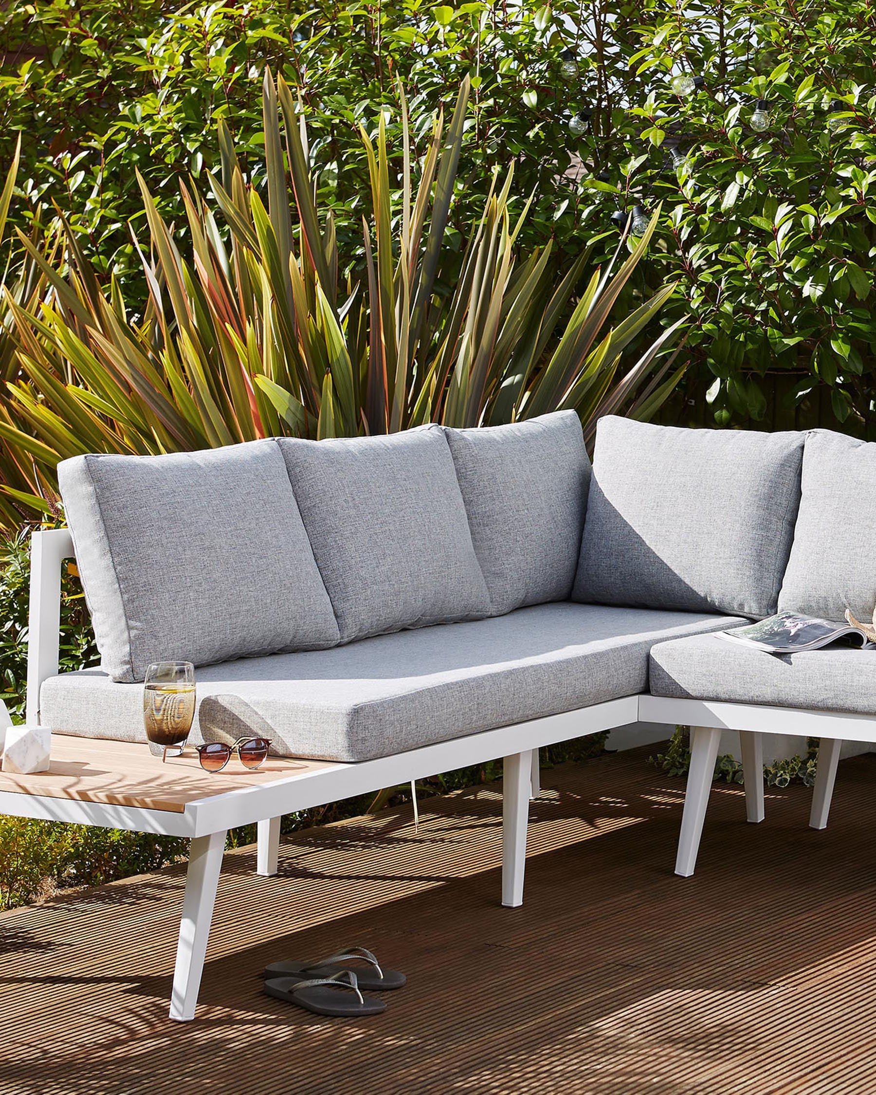 Palermo White Right Hand Corner Garden Dining Bench