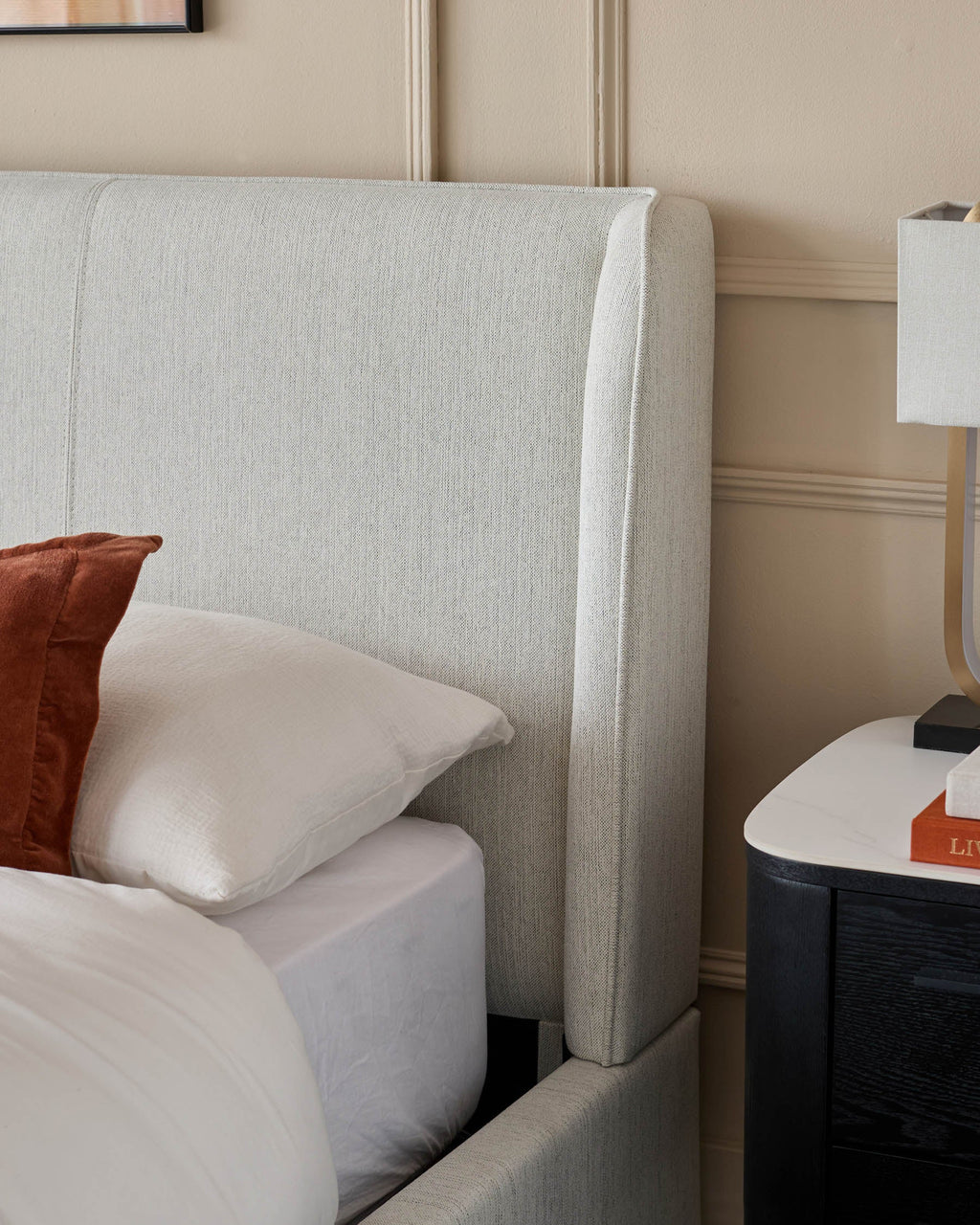 Paolo ivory dual tone fabric king bed