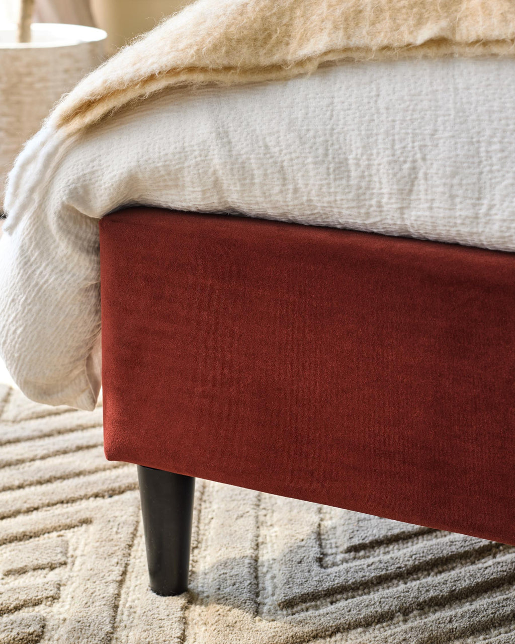 Paolo toffee red velvet super king bed