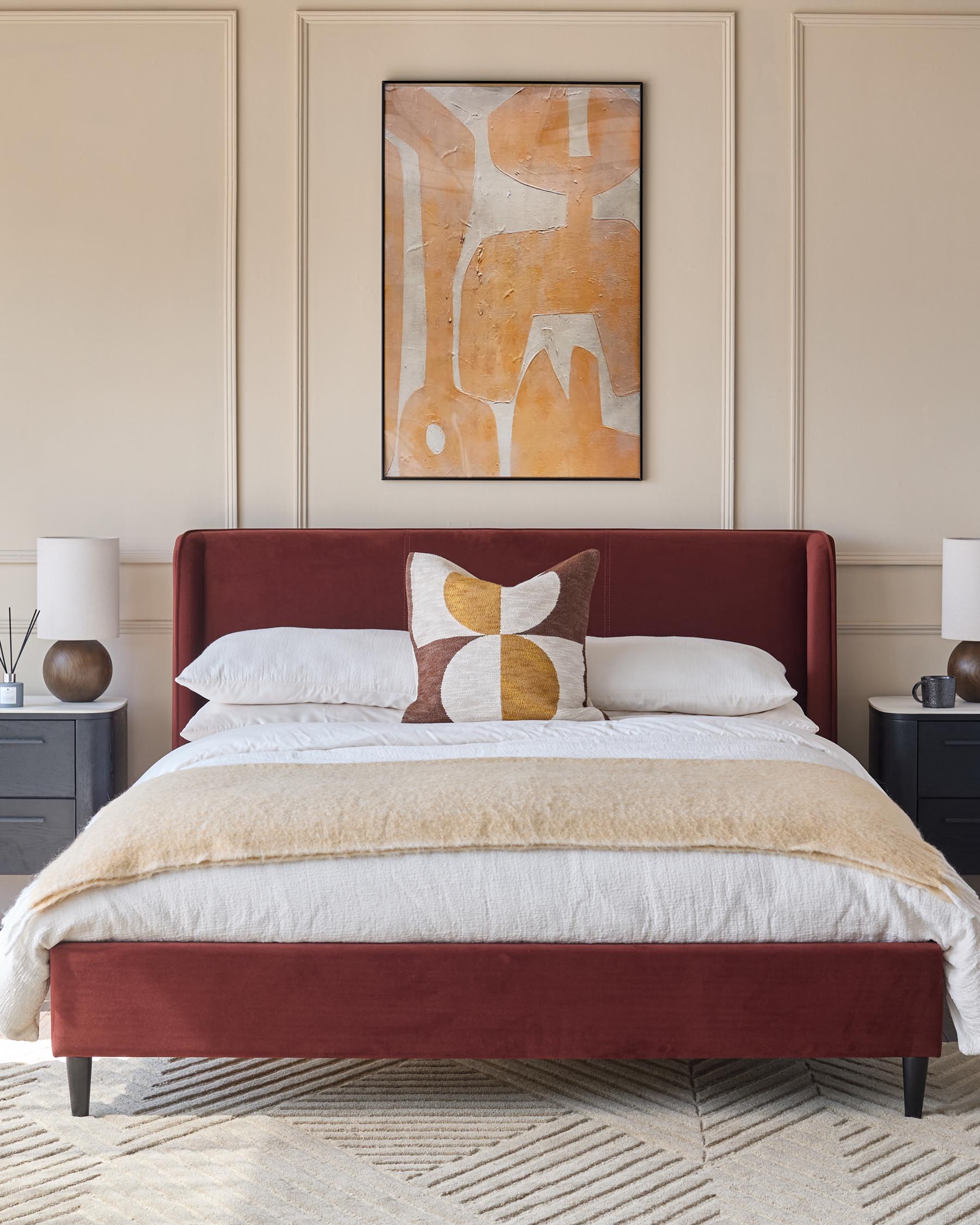 Paolo toffee red velvet king bed